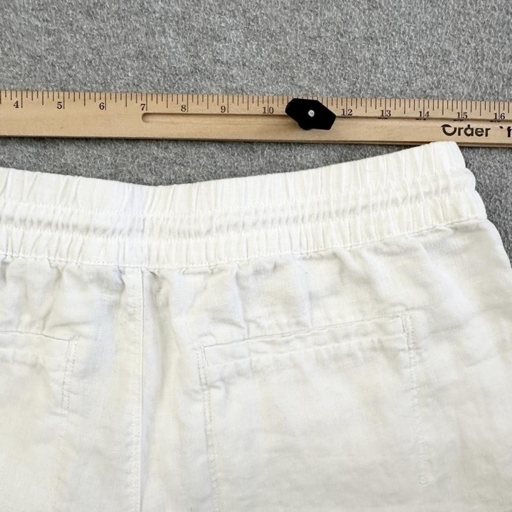 Athleta Pants Womens Medium Petite White Linen Retreat Elastic Waist Straight - Picture 6 of 8
